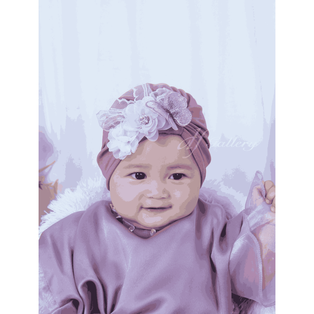 Turban Rani Bunga Sorban Bayi Motif Polos | Ciput Baby NewBorn |  Topi Anak Perempuan | Turban Sorba