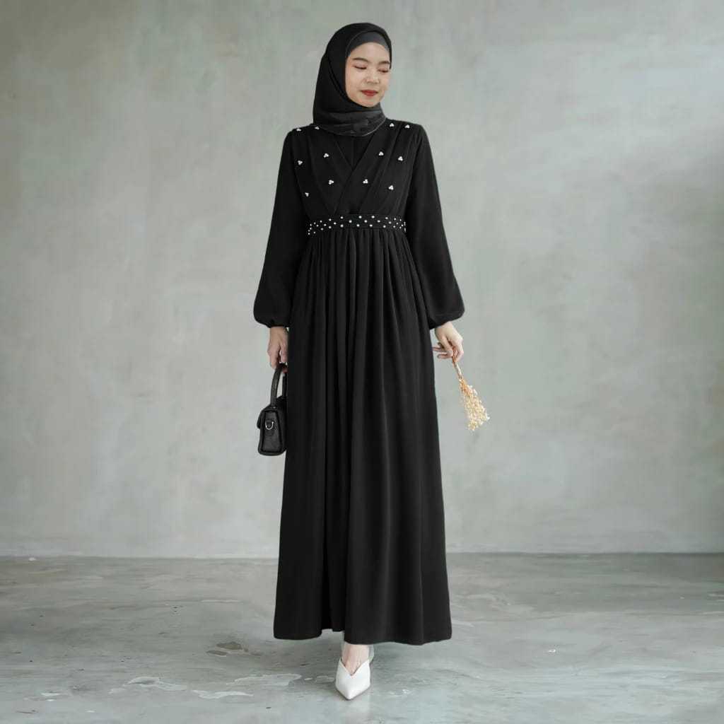Mutiara Maxi Dress Gaudy Maxy Gamis Ceruty Babydoll Dress Wanita Kondangan Muslimah