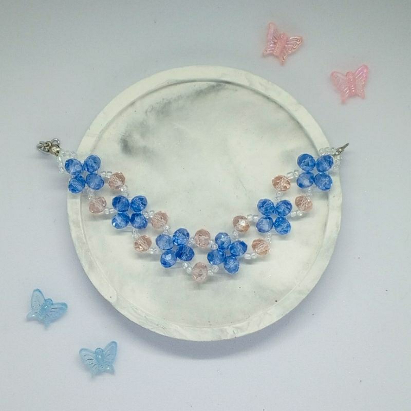 Gelang Kristal Rose Quartz Serenity Blossom Crystal Bracelet