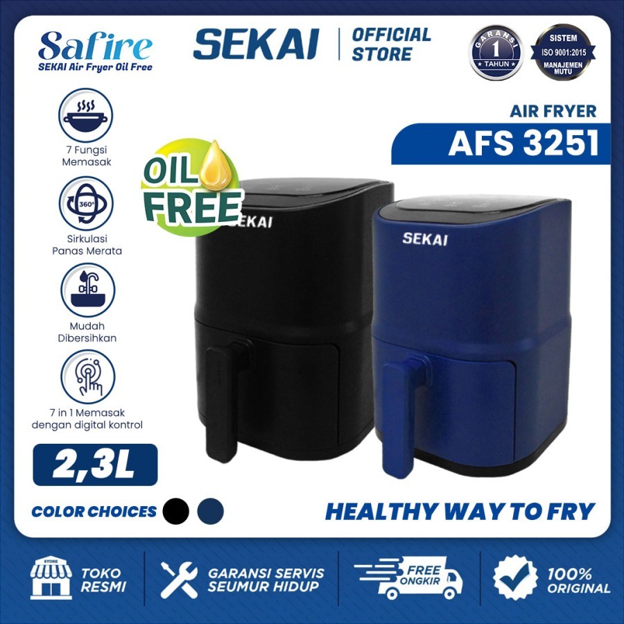 Air Fryer Sekai AFS 3251 2,3 L Low Watt Goreng Tanpa Minyak Digital Penggorengan Listrik Kentang Nug