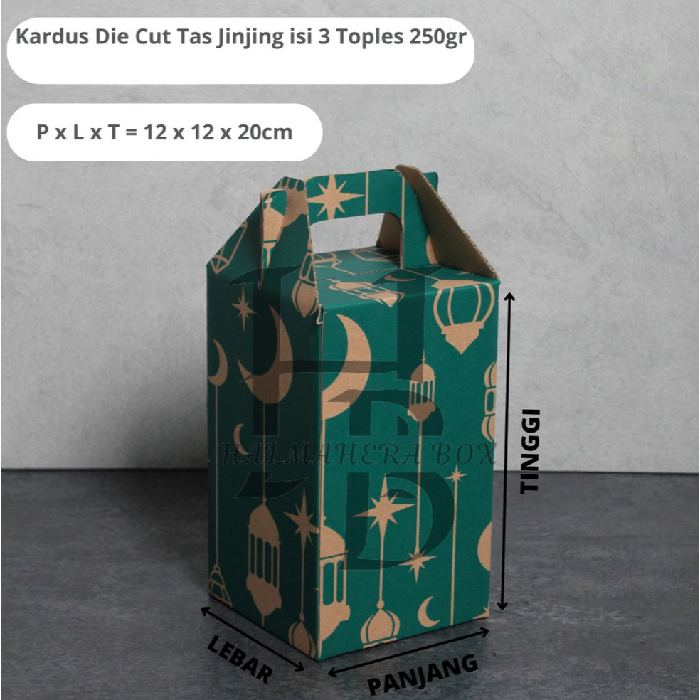 

10Pcs Box Jinjing Kotak Hampers Packaging Cookies 12 x 12 x 20cm Dus Parcel Kue Kering 3 Toples 250gr