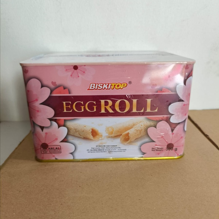 Biskitop Egg Roll 300 gr/Biskuit egg roll kaleng