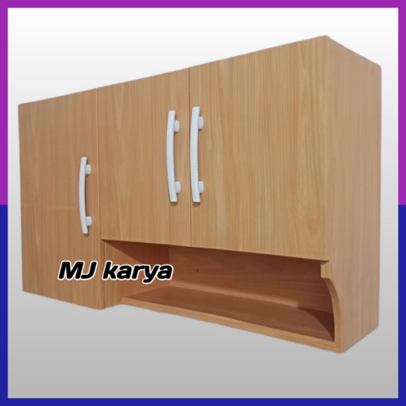 (Tidak perlu perakitan) KINCEN SET ATAS 3 PINTU MINIMALIS / Lemari Dapur / Rak Bumbu Tempel Gantung 