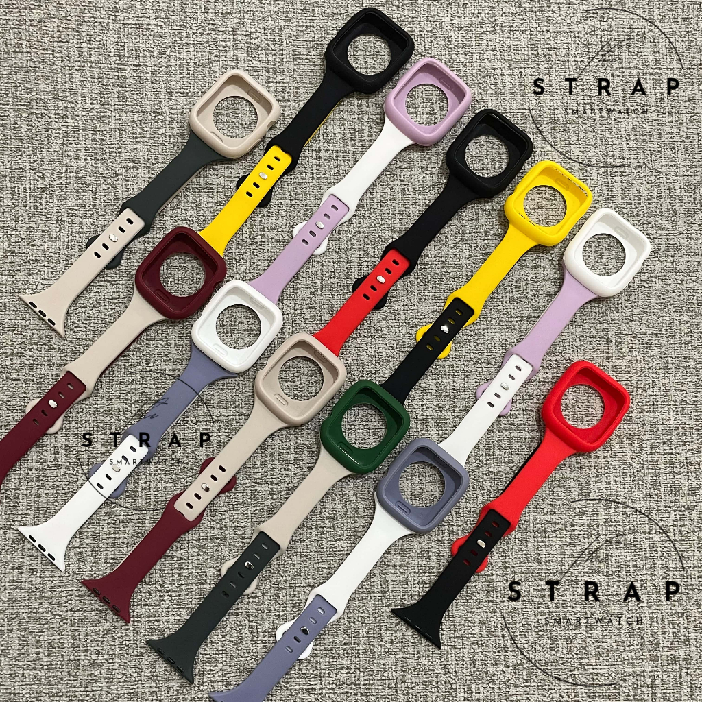 Terbaru 2024 model Slim Strap untuk lWATCH Free Bumper semua seri ukuran  / strap bumper iwatch 2024