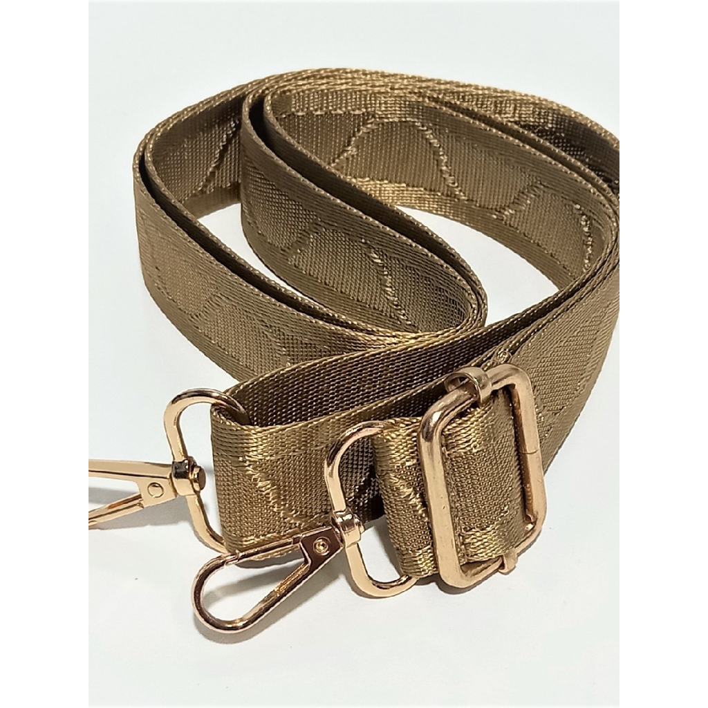 Strap Tali Tas Panjang Nilon Gelombang Pengait Besi Gold