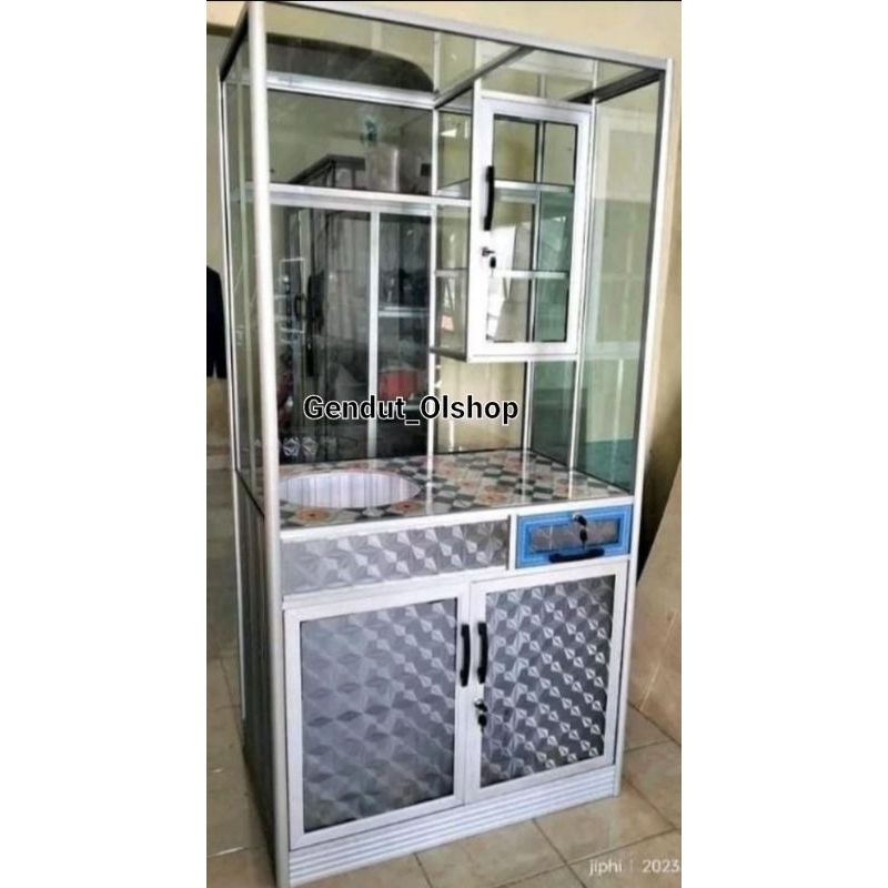 (Khusus Wilayah Kota Palmbang) Lemari Etalase Resto Kaca Aluminium Alma, Cocok Untuk Jualan Makanan 