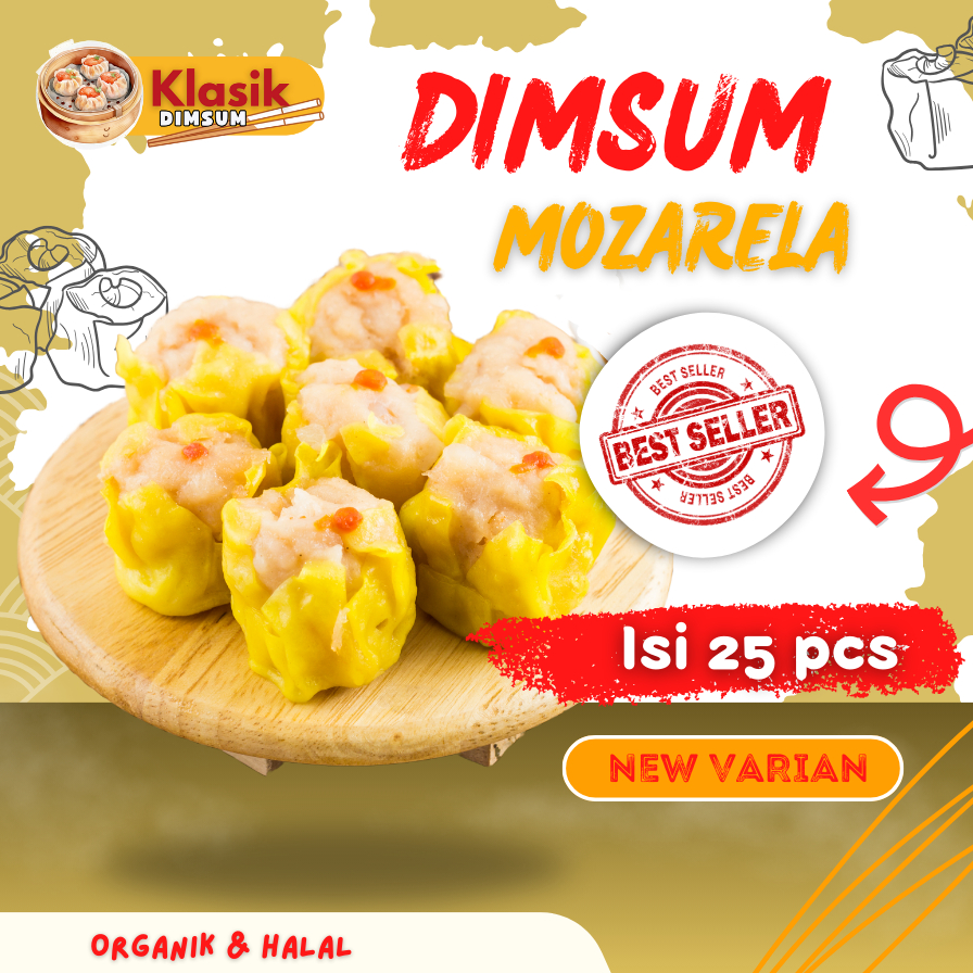 

Dimsum Mozarela Isi 25pcs Frozen Premium & Halal Free Saus Premium