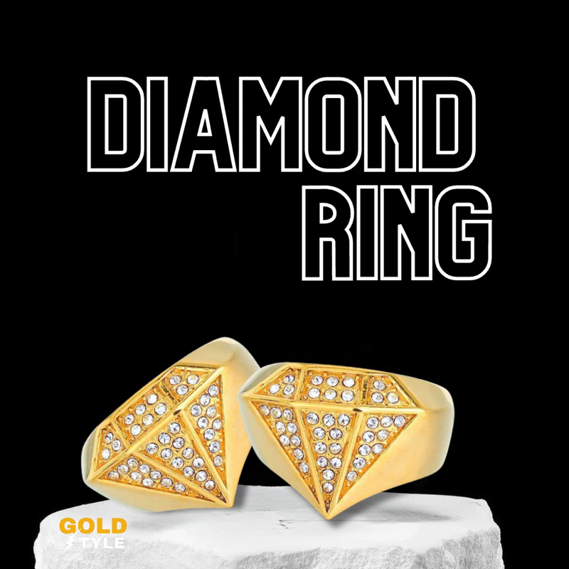 Goldstyle cincin gold diamond Titanium Anti Karat cincin Titanium Pria