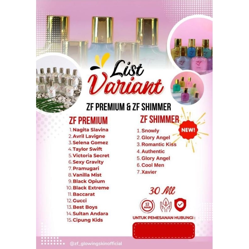 Grosir parfum ZF Premium/Shimmer 10Pcs