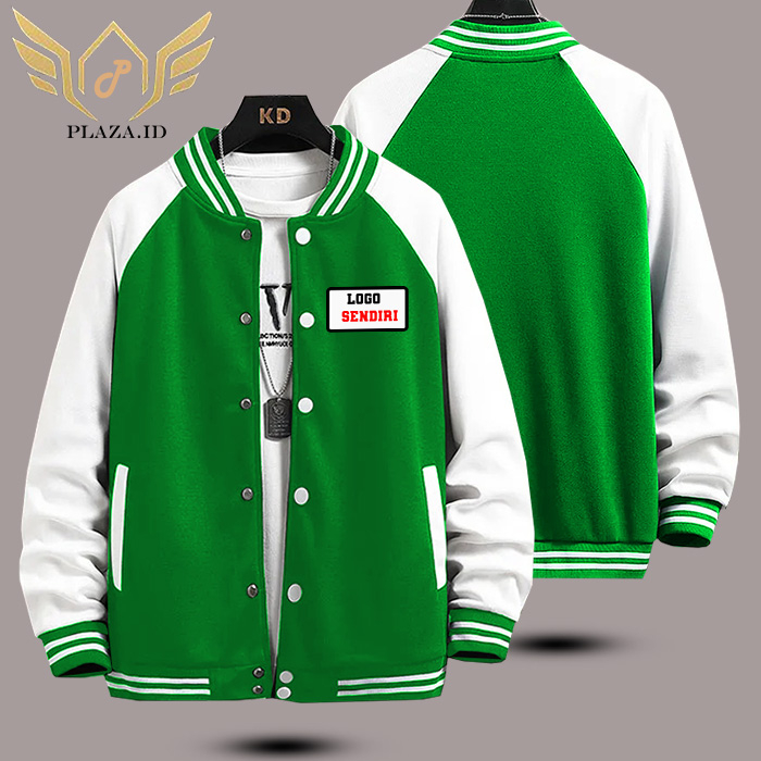 S-6XL JAKET BOMBER POLOS CUSTOM LOGO WARNA HIJAU GRAB OVERSIZE PREMIUM UNISEX S-6XL.BOMBER CUSTOM