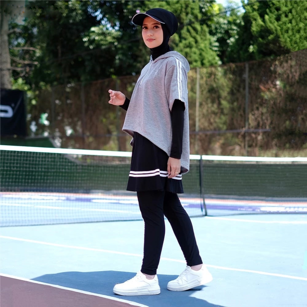 Hijab Syari Hoodie Rompi Sporty Vest Muslim Olahraga Wanita