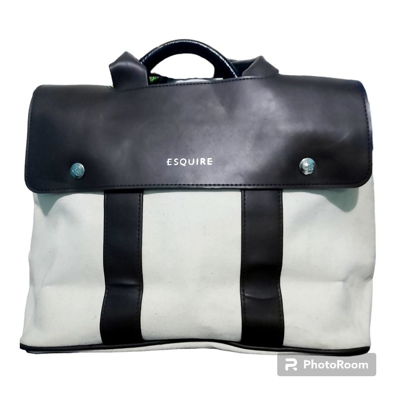 ESQUIRE TOP HANDBAG ORIGINAL AUTENTIC KANVAS MIX KULIT ASLI