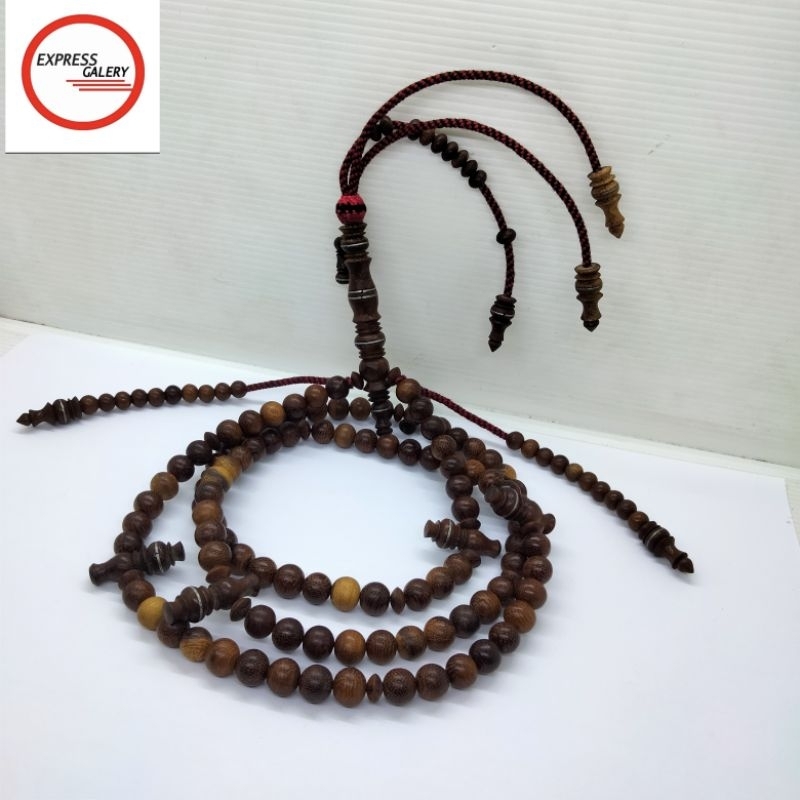 tasbih tijani kayu kelor emas bulat D34
