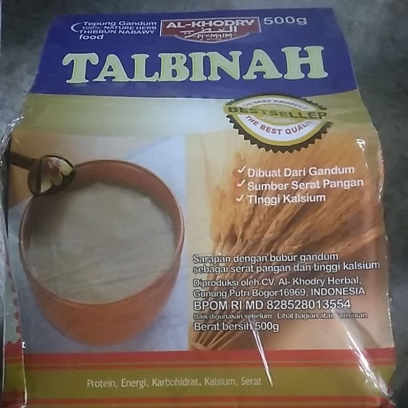 

TALBINAH 500gr.sarapan dengan bubur gandum sebagai serat pangan & tinggi kalsium.exp 10/2025