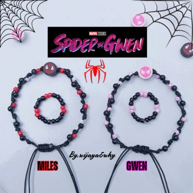 [FREE CINCIN] Gelang Couple Spiderman [1Set] | Gelang Manik Spiderman | Gelang MILES&GWEN | Tali Ser