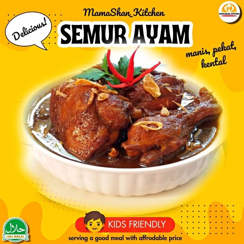 

KIDS FRIENDLY..!! "SEMUR AYAM ORGANIK + KENTANG BUMBU MEDOK" (AYAM UKURAN BESAR)