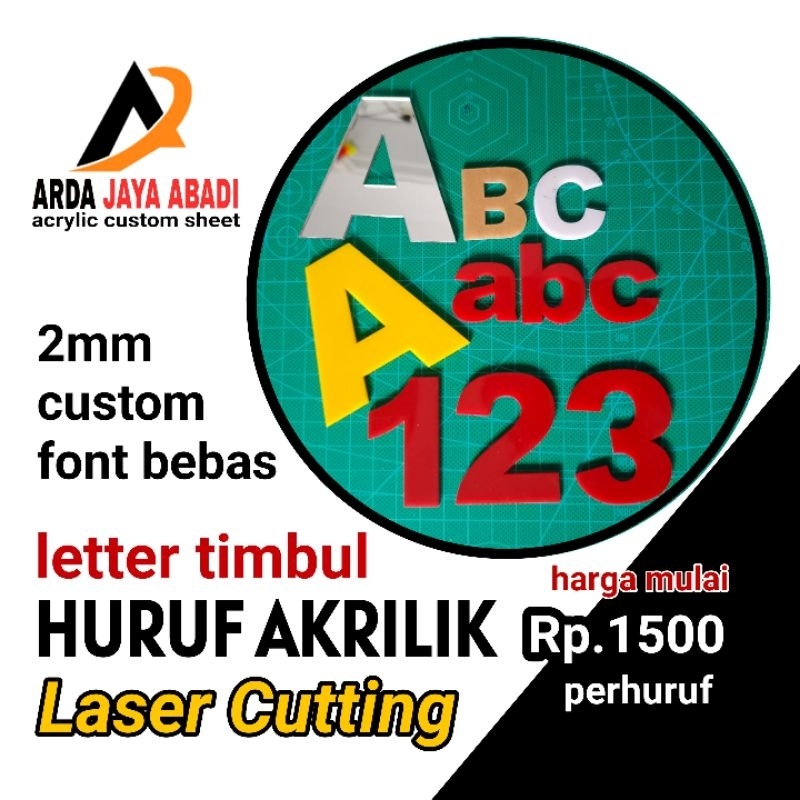 Akrilik huruf / letter timbul akrilik custom/ Huruf timbul akrilik /laser cutting acrylic warna 2mm