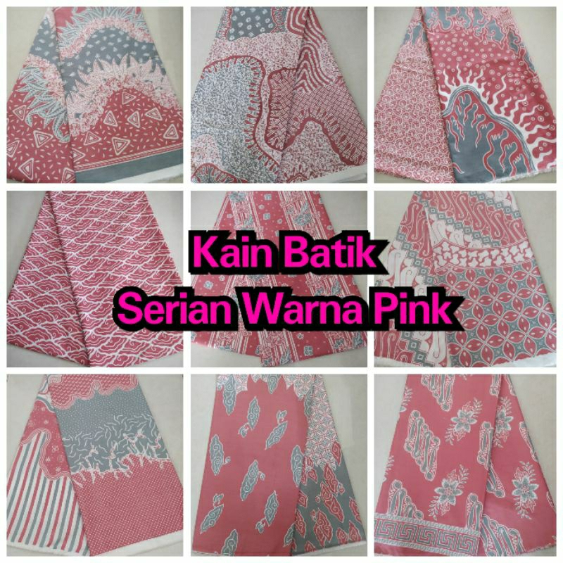 Grosir Bahan Bakal Kain Batik Pekalongan Katun Premium Halus Modern Serian Warna Pink Rosegold Soft 