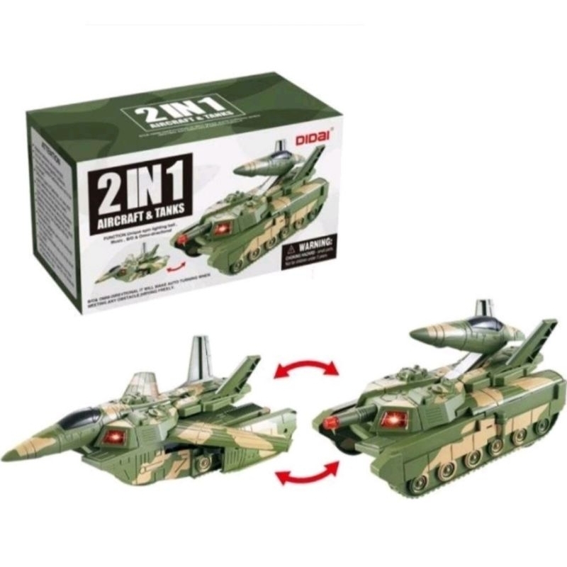 Mainan pesawat robot jadi tank 2in1/mainan robot tanks batrai