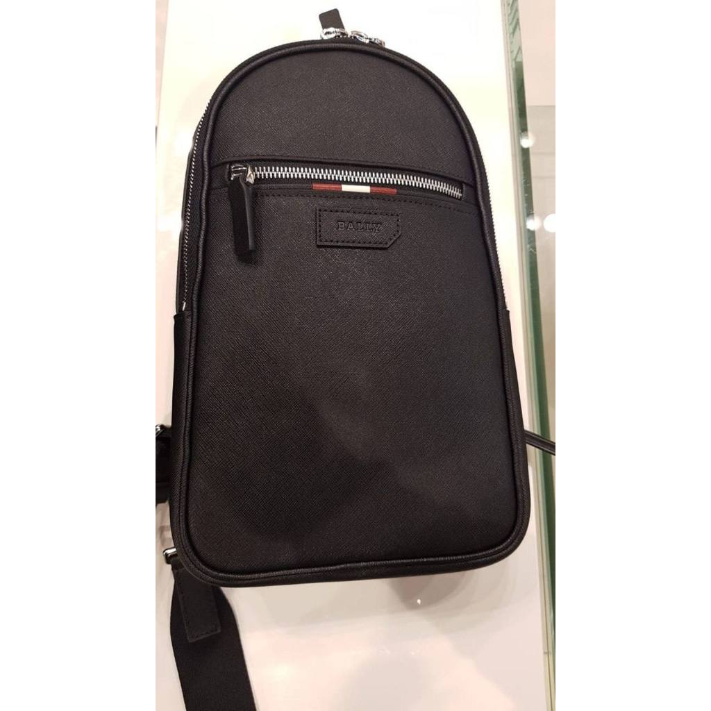 Bally Phil O Bovine Black Embossed Leather Sling Bag [ BALLY ]