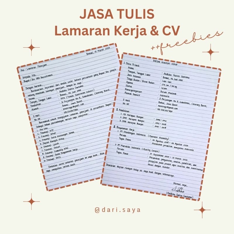 

Jasa Tulis Lamaran Kerja Murah
