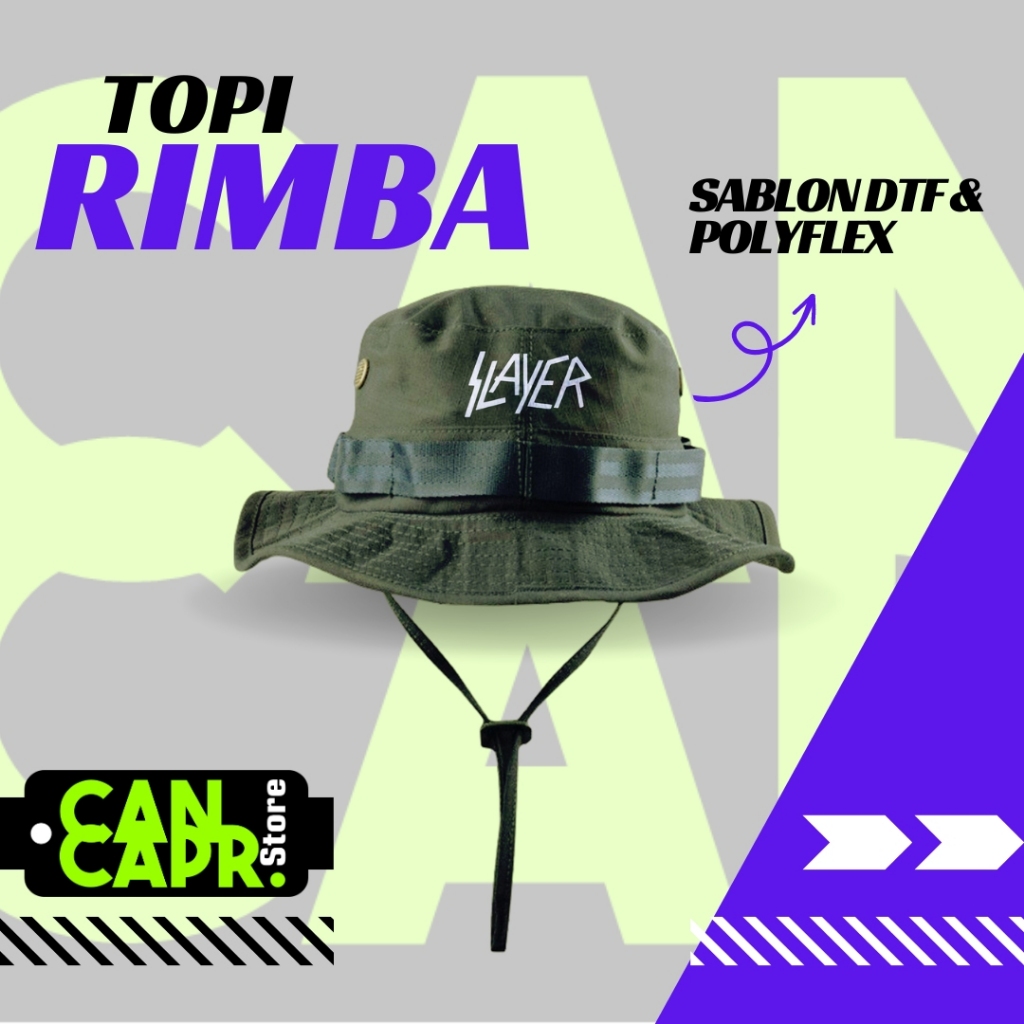 TOPI RIMBA SLAYER OUTDOOR HIKING CAMPING HAT TALI PREMIUM ORIGINAL LOGO SLAYER OUTDOOR