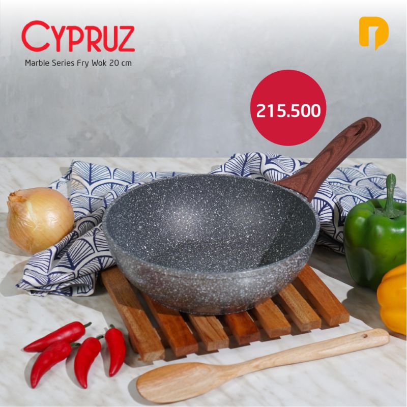 Cypruz Marble Series Fry Wok Pan 20 cm