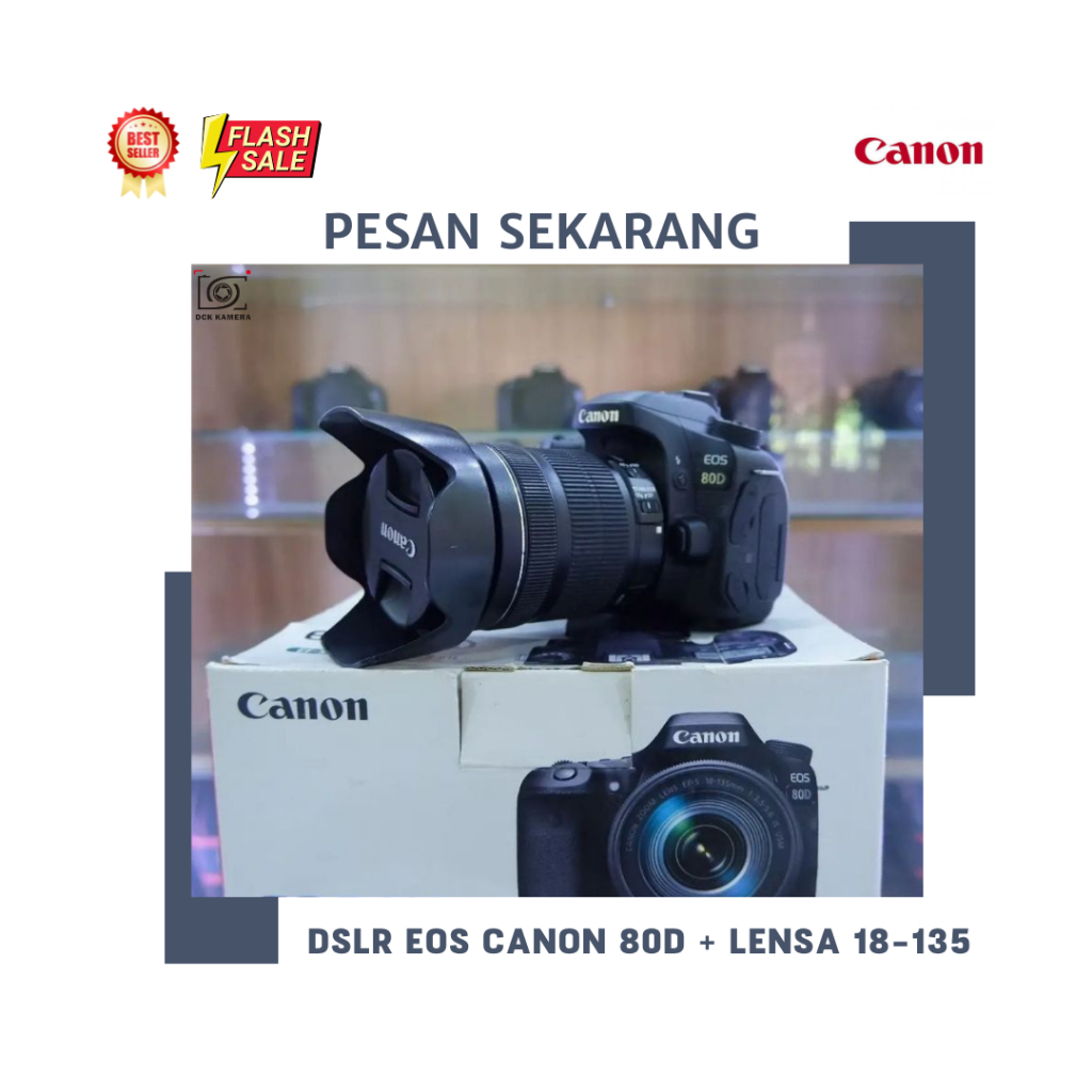 DSLR CANON EOS 80D + LENSA 18-135MM IS STM