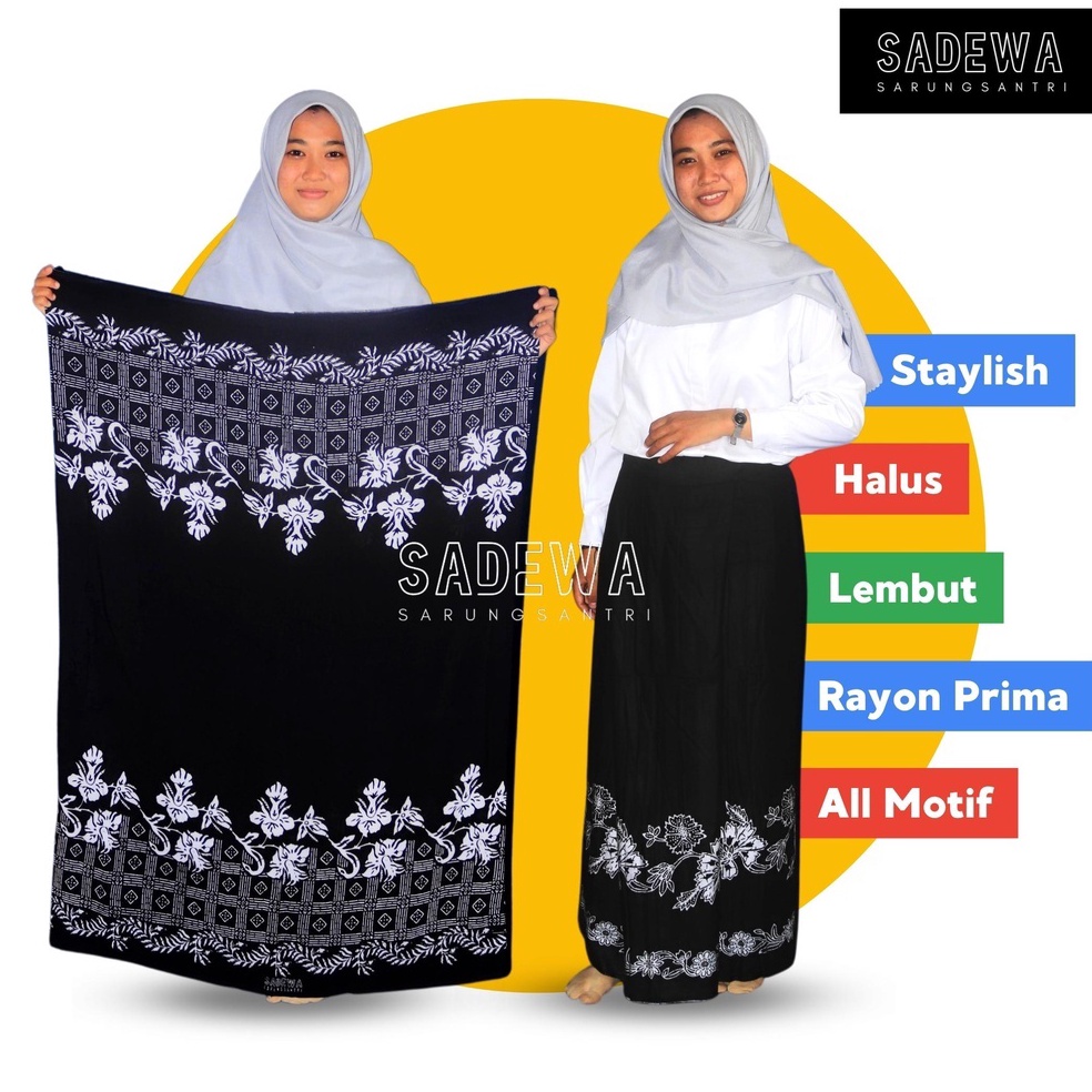 Spesial Edition SADEWA  SARUNG SANTRI BATIK GOYOR WANITA TERBARU WARNA HITAM PUTIH MONOCHROME MERAH 
