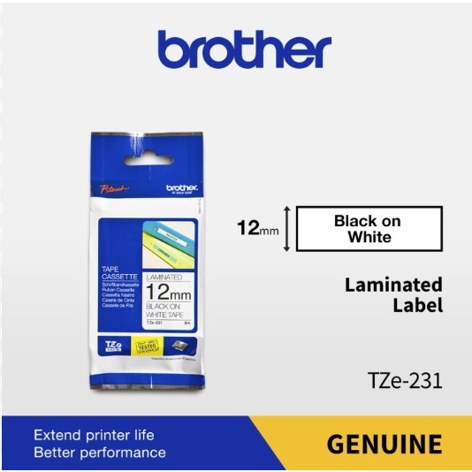 

Brother TZe-231 12mm Black on white/Brother P-Touch Printer Label Tape