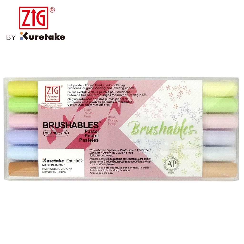 

ZIG KURETAKE Memory System Brushables Set Pastel 6 Colors MS-7700/6VPA