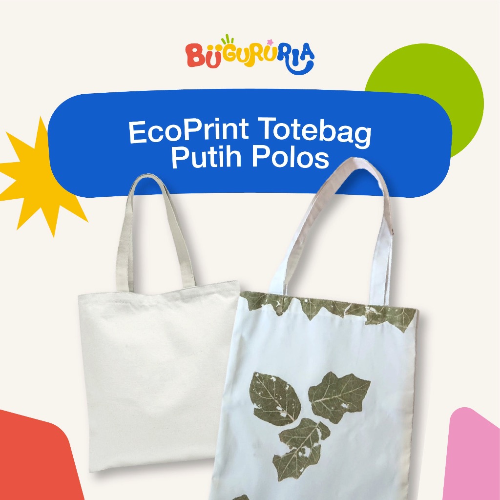 ORIGINAL Bu Guru Ria - EcoPrint totebag polos untuk prakarya lukis totebag blacu polos tas Ecoprint,