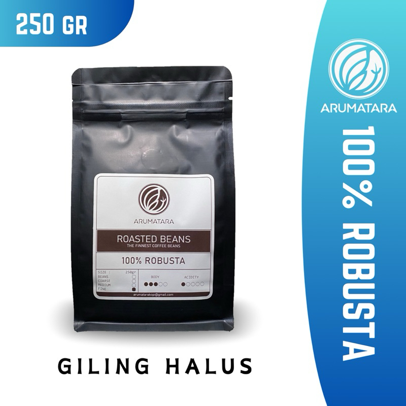 

ARUMATARA KOPI ROBUSTA ASLI DUNGUS 100% BIJI KOPI 250GR GILING HALUS / BUBUK