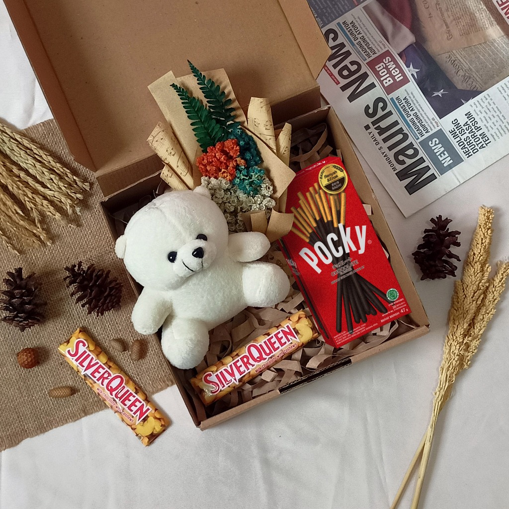 Hampers Gift Coklat Poki Boneka Bouqet Mini Snack Box Kado Ulang Tahun Kejutan
