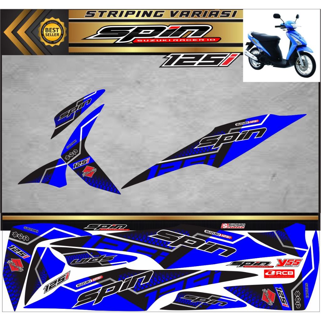Stiker spin 125 / STRIPING MOTOR SPIN 125 /polet motor spin stiker lis siple variasi