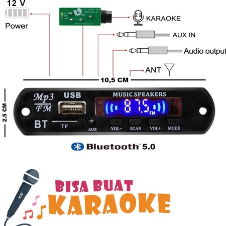 Modul Mp3 Bluetooth Bisa KARAOKE 12V