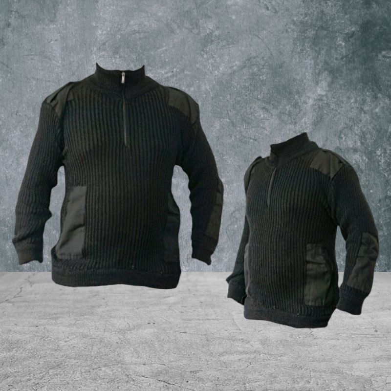sweater rajut  hitam/sweater army hitam polos