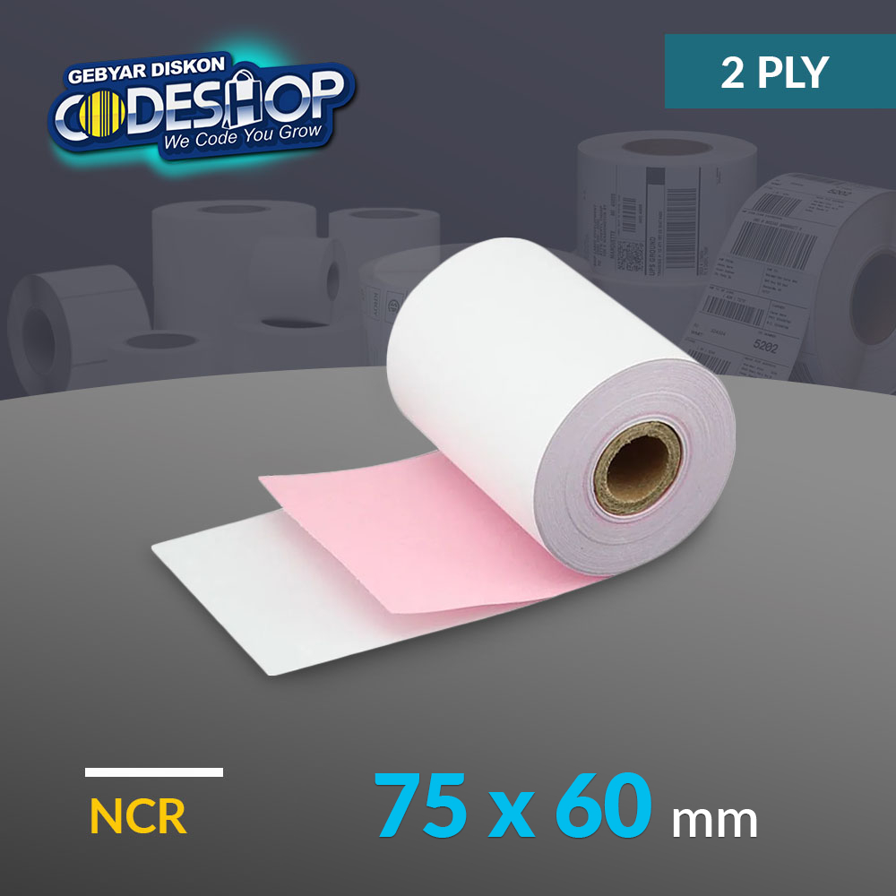

(10 Roll) Codeshop Kertas Struk Kasir NCR 75x60 mm 2 Ply Printer Dot Matrix 76mm