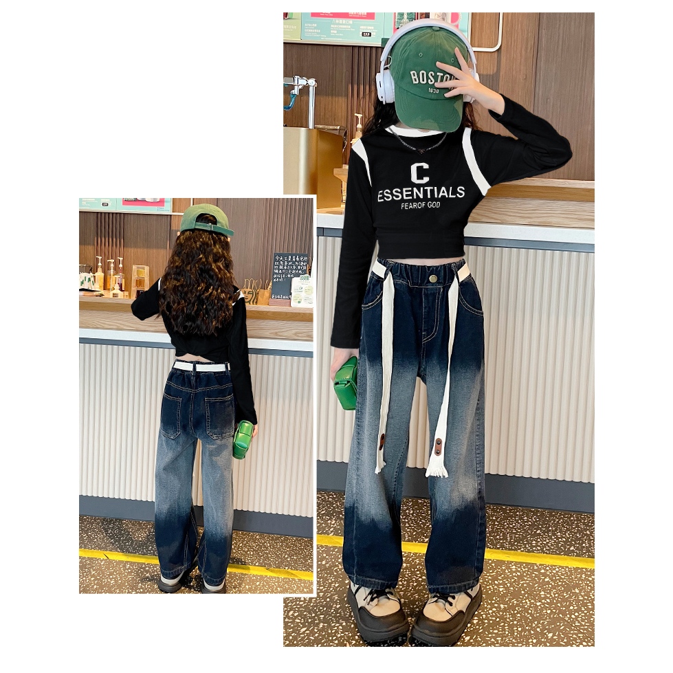 SETELAN BAJU ANAK PEREMPUAN IMPORT 5 - 10TAHUN KAOS LENGAN PANJANG ESSENTIALS FEAR OF GOD CELANA PAN