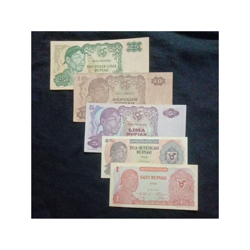 1,2 1/2.5.10.25 rupiah Soedirman tahun 1968 (set mini GRES/BARU)