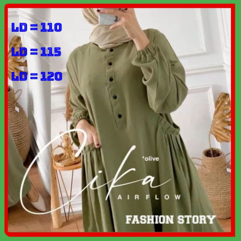 Gamis Chika Crinkle Airflow Jumbo Ld 120 /Gamis Cringkle Jumbo ld 120/Gamis Wanita Crinkle Airflow D