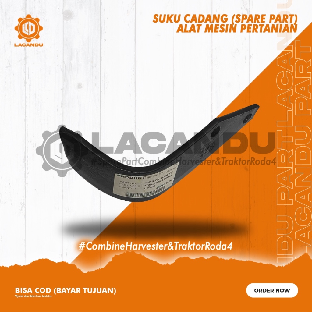 KT BLADE ROTARY RH - PISAU ROTARI KANAN KUBOTA TRAKTOR L36018-L4018-L5018 7P676-54072 - TRAKTOR RODA