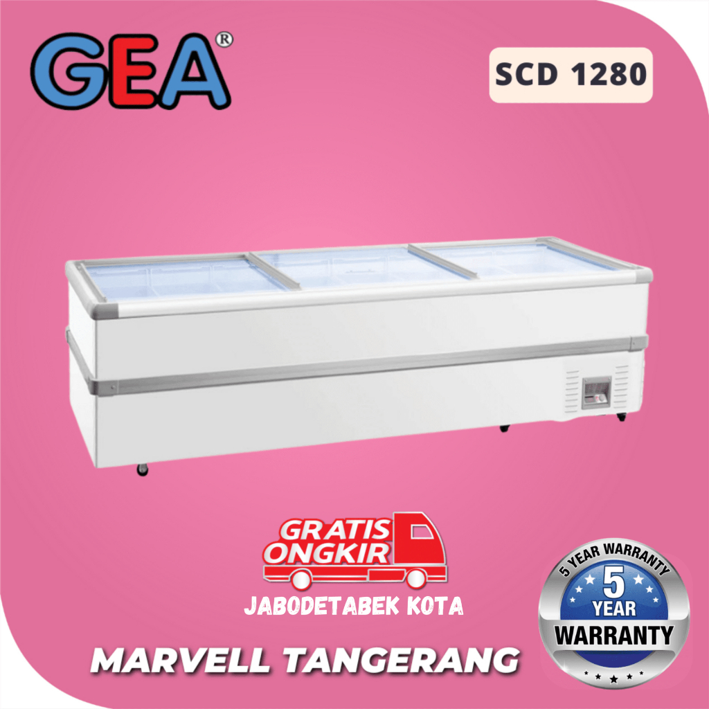 GEA SCD 1280 ISLAND FREEZER SLIDING GLASS FLAT 2 KOMPRESOR