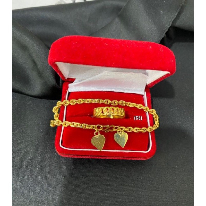Set gelang+cincin koin Malaysia warna emas 24