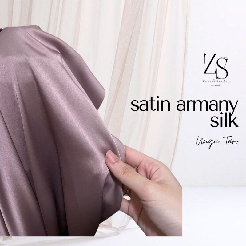 Kain armanysilk Premium Quality armanisilk Polos Warna Ungu Taro
