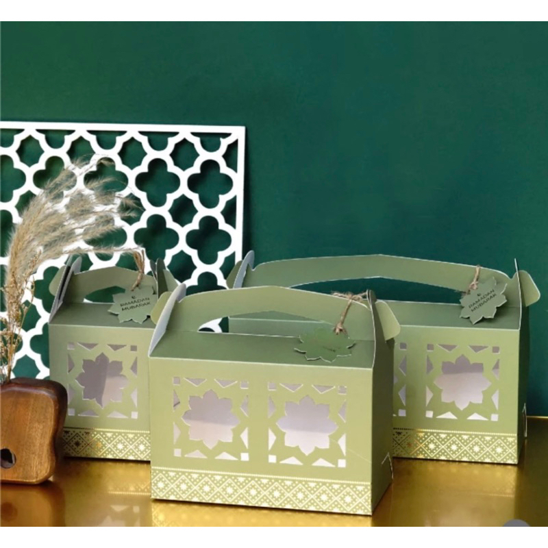 

Gable Box Idul Fitri Dus Kue Kering Lebaran Packaging Hampers 10 pcs (OLIVE)