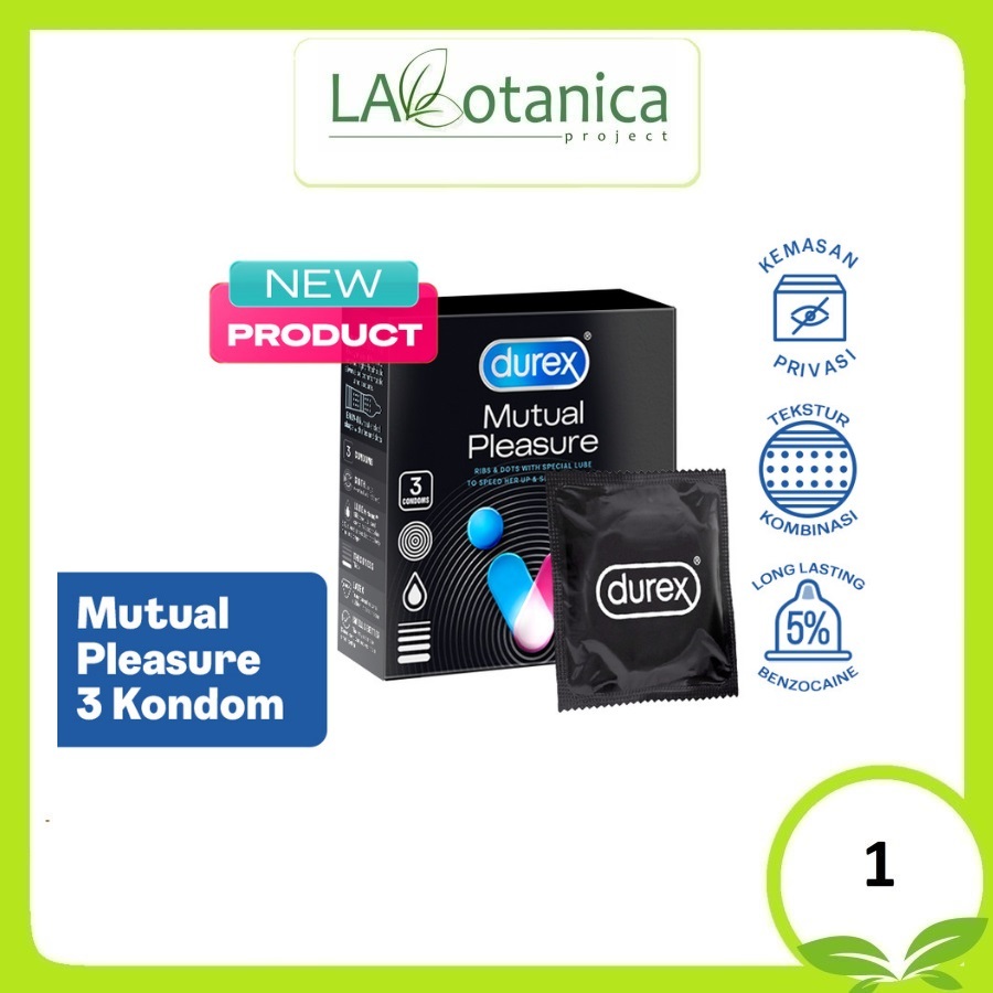 Kondom Durex Mutual Pleasure Isi 3 pcs Condom Gerigi & Tahan Lama Pria