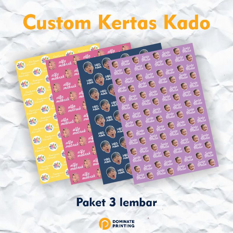 

Cetak kertas kado custom (dapat 3 lembar) - wrapping paper viral estetik - pakai foto sendiri