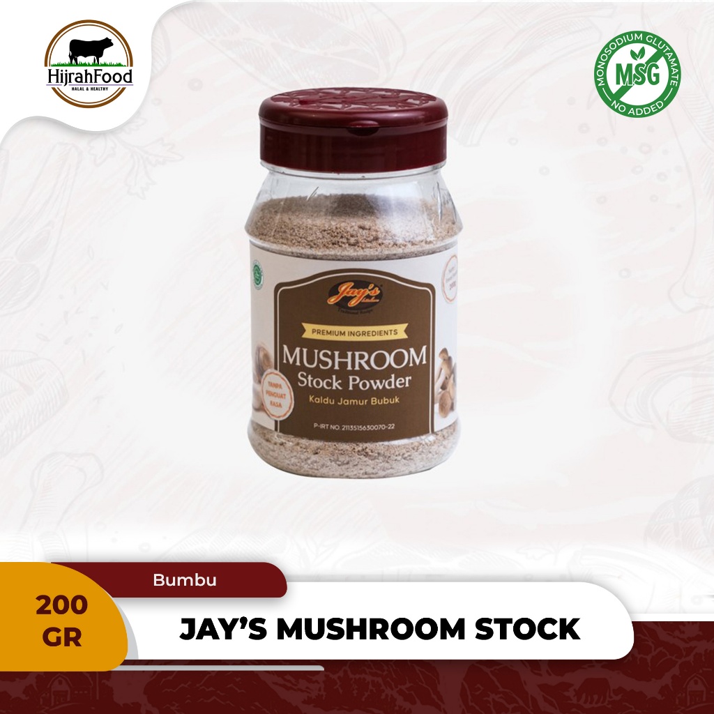 

Jay's Kitchen Mushroom Stock Powder Kaldu Jamur Bubuk Tanpa Penguat Rasa 200 gram