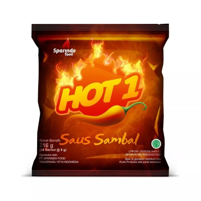 

HOT 1 Saus Sambal (Chilli Sauce) 216gr 24pcs @9gr
